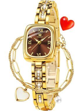 Women's Brown Set Shinning Elegant Luxury Necklaces & Bracelets Wrist Watches